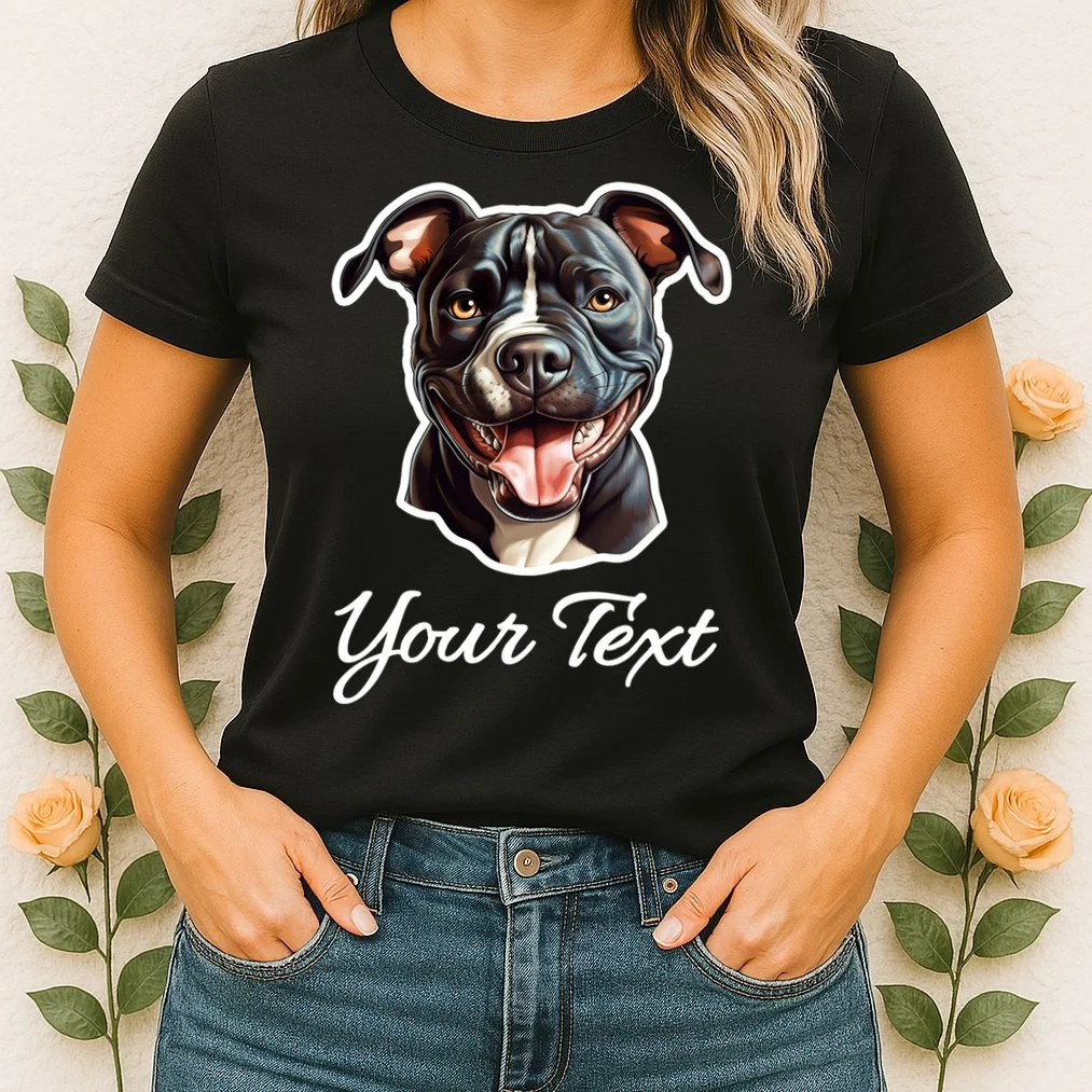 American Pit Bull Terrier Custom Name Personalized Text Women's T-Shirt - Front 1