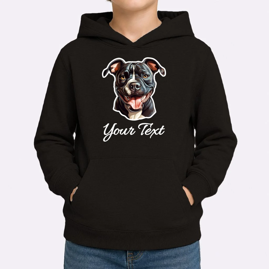 American Pit Bull Terrier Custom Name Personalized Text Kids Hoodie - Front 1