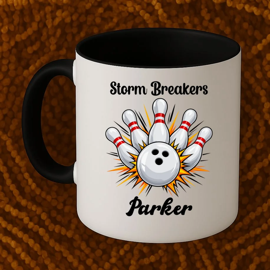 Custom Bowling Team Name & Player Name – Personalized Strike Explosion Design Mug - Front 1
