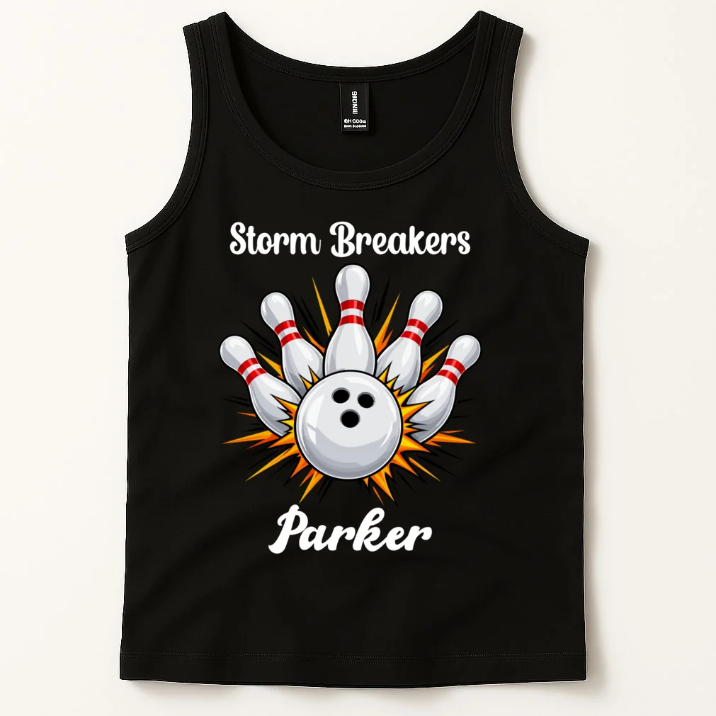 Custom Bowling Team Name & Player Name – Personalized Strike Explosion Design Men's Tank Top - Front 1