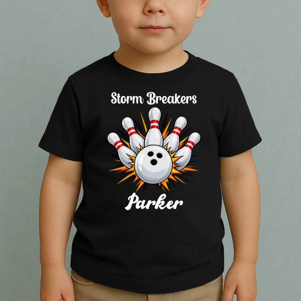 Custom Bowling Team Name & Player Name – Personalized Strike Explosion Design Toddler T-Shirt - Front 1