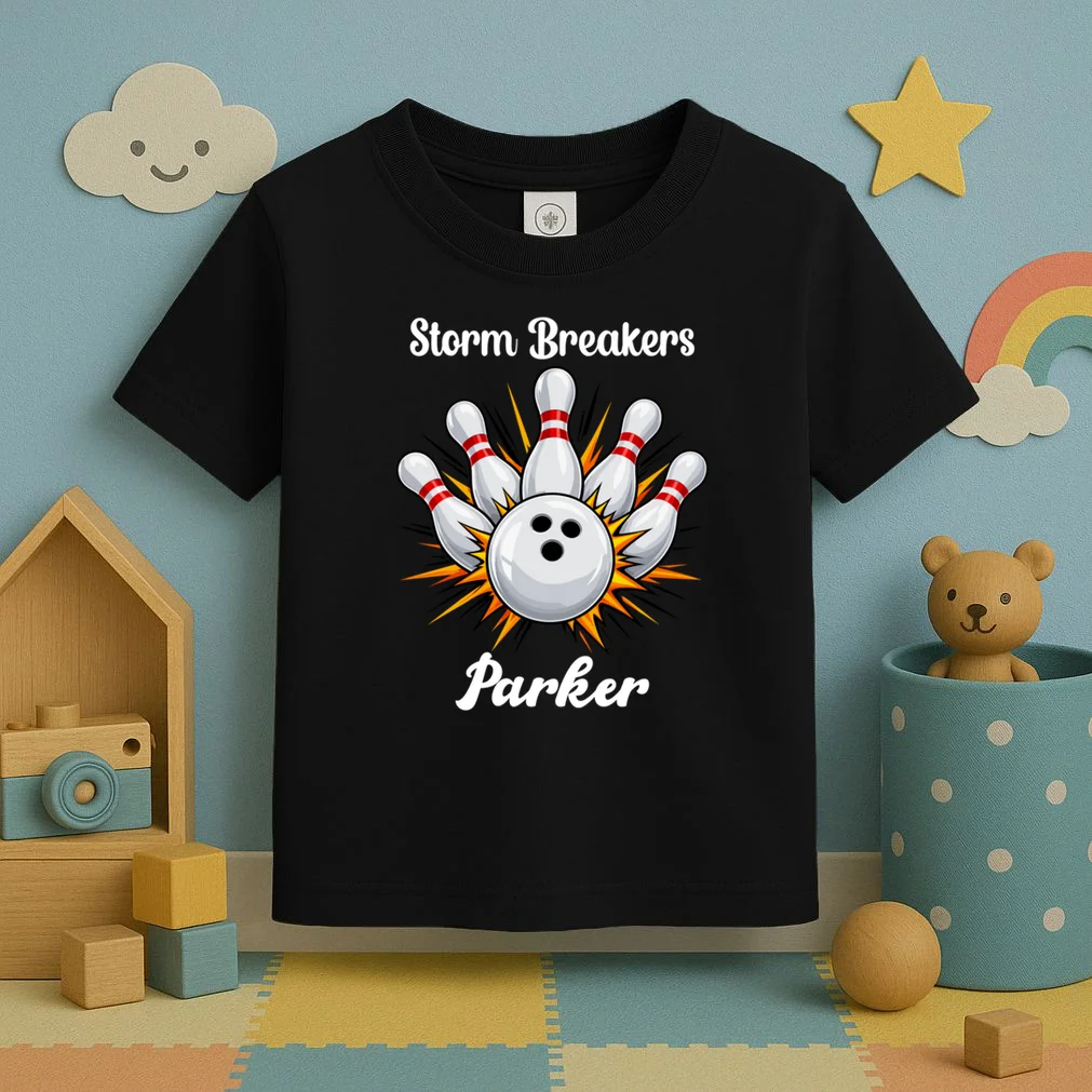 Custom Bowling Team Name & Player Name – Personalized Strike Explosion Design Toddler T-Shirt - Front 2
