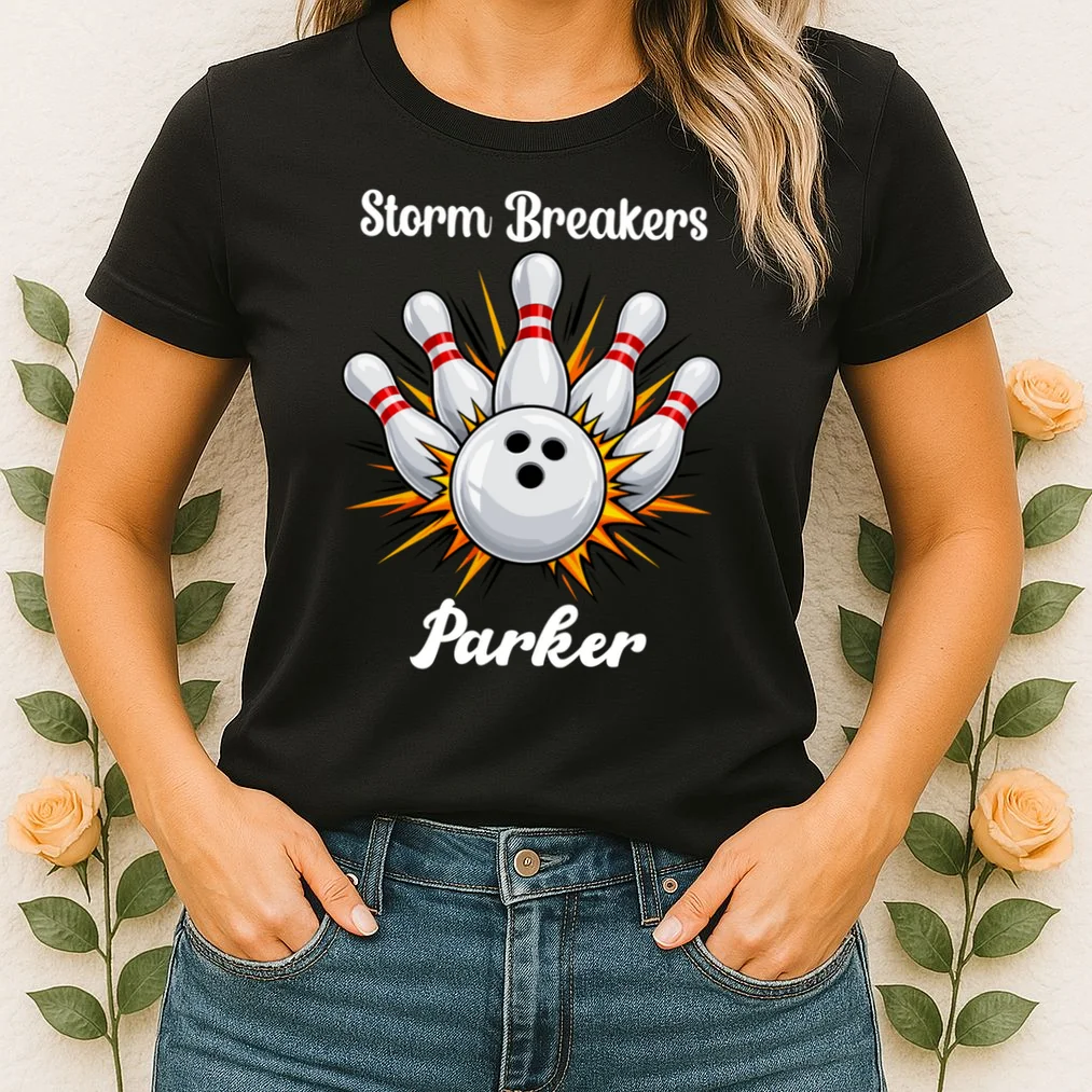 Custom Bowling Team Name & Player Name – Personalized Strike Explosion Design Women's T-Shirt - Front 1