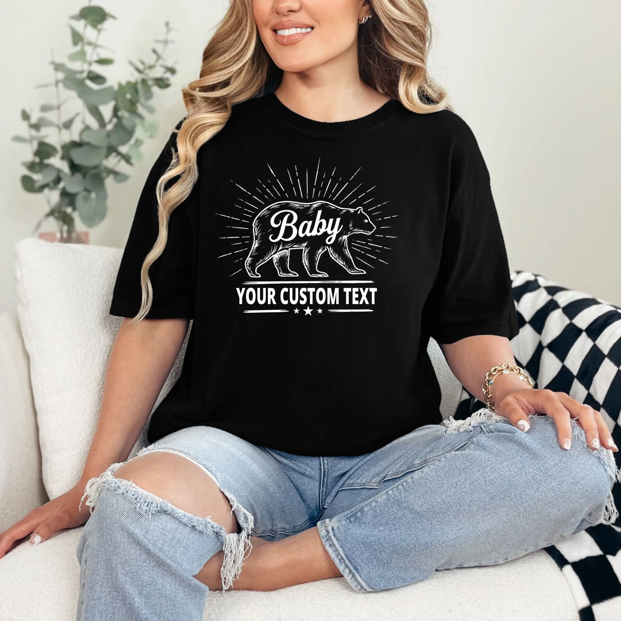 Cute Baby Bear Custom Text T-Shirt - Front 1