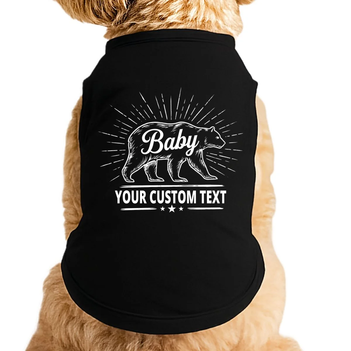 Cute Baby Bear Custom Text Doggie Tank - Front