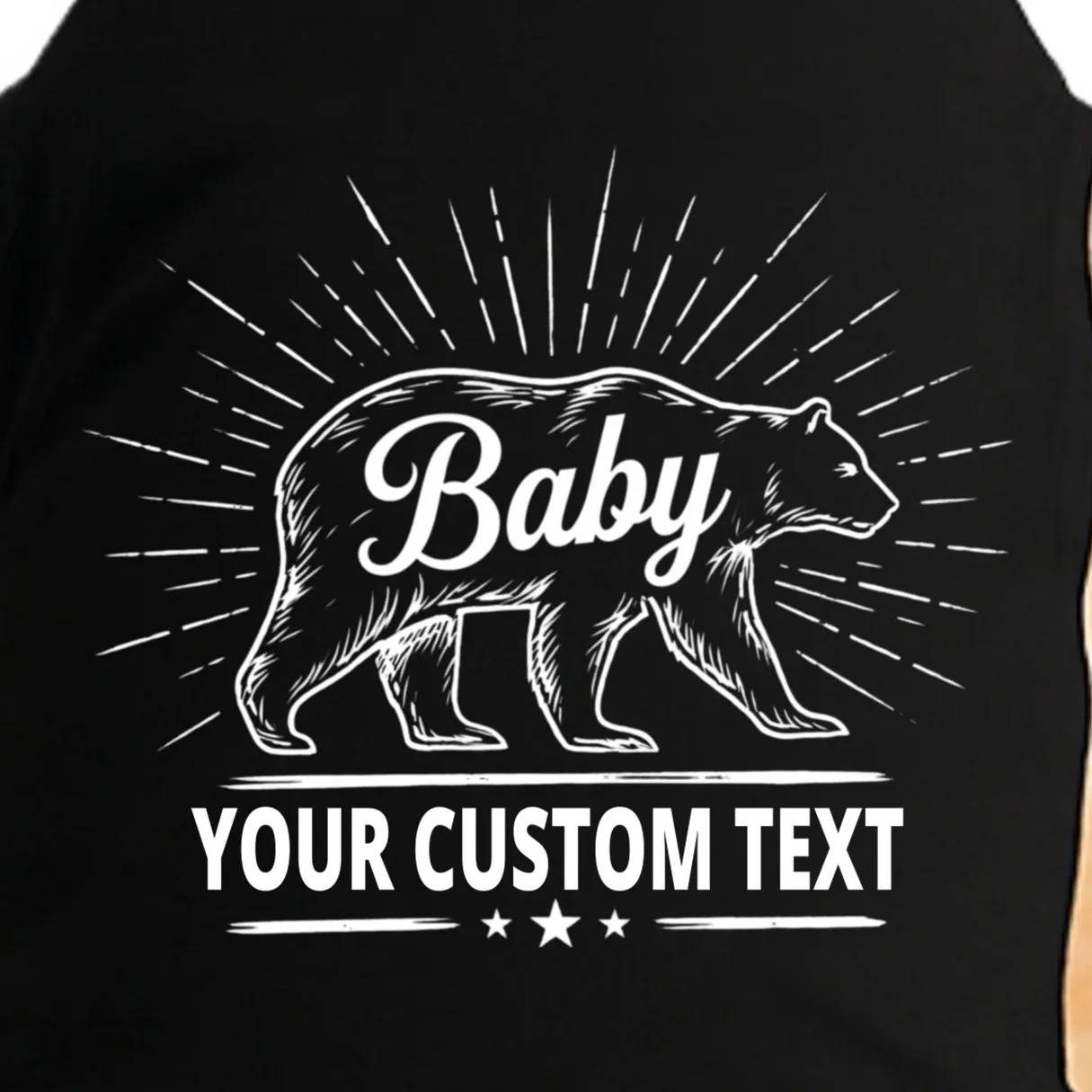 Cute Baby Bear Custom Text Doggie Tank - Front - Close-up