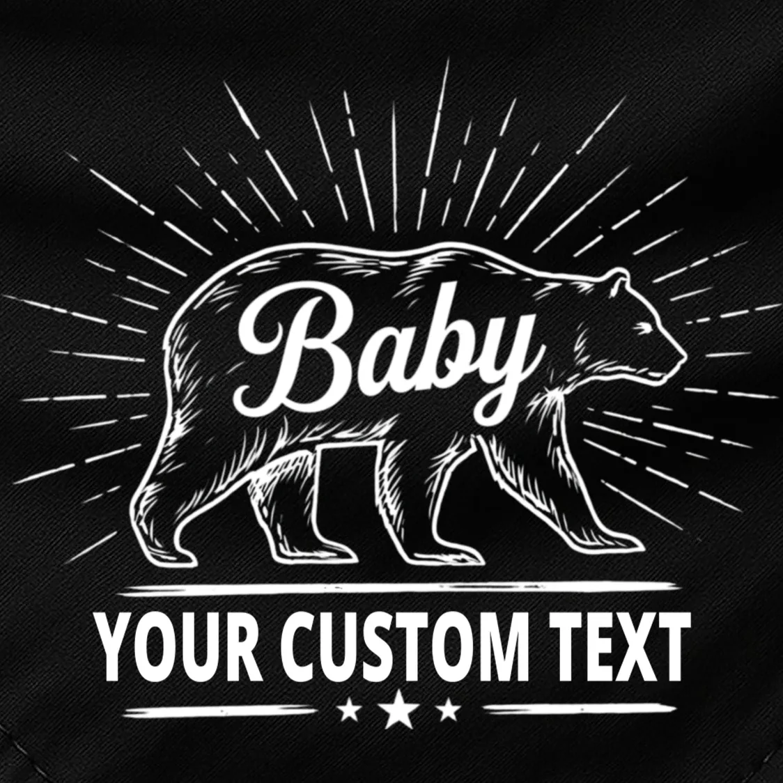 Cute Baby Bear Custom Text Dog Bandana - Front - Close-up