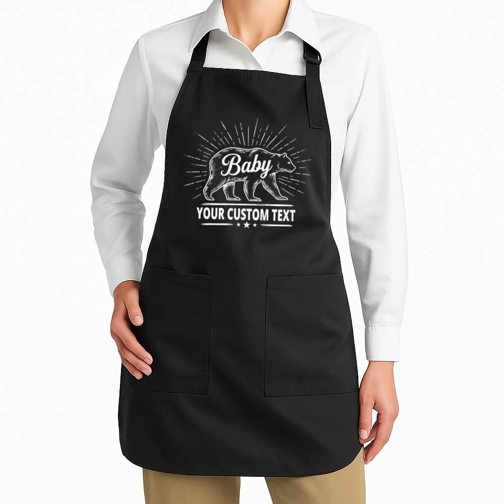 Cute Baby Bear Custom Text Apron - Front 1