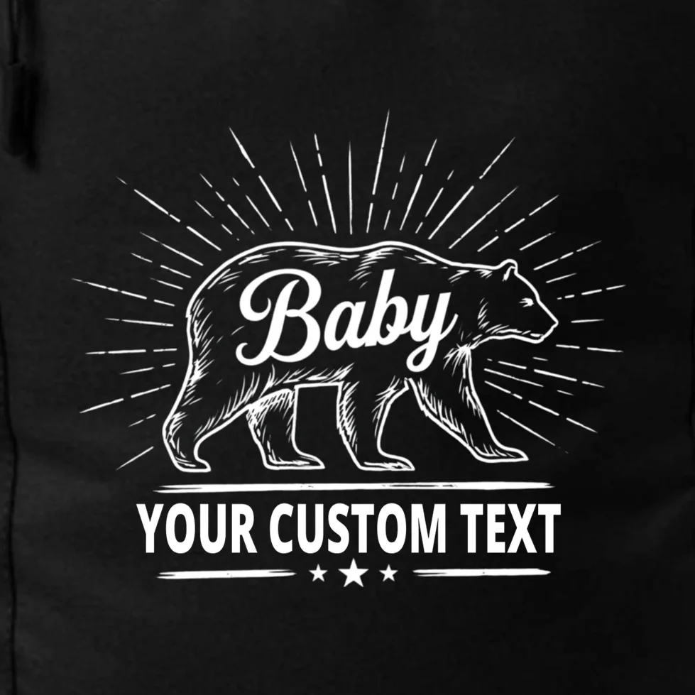 Cute Baby Bear Custom Text Backpack - Front - Close-up