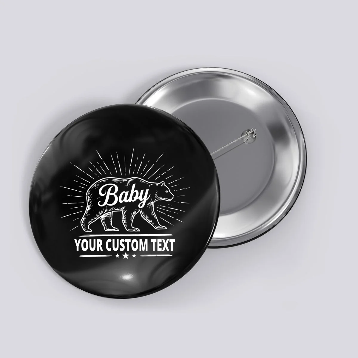 Cute Baby Bear Custom Text Button - Front