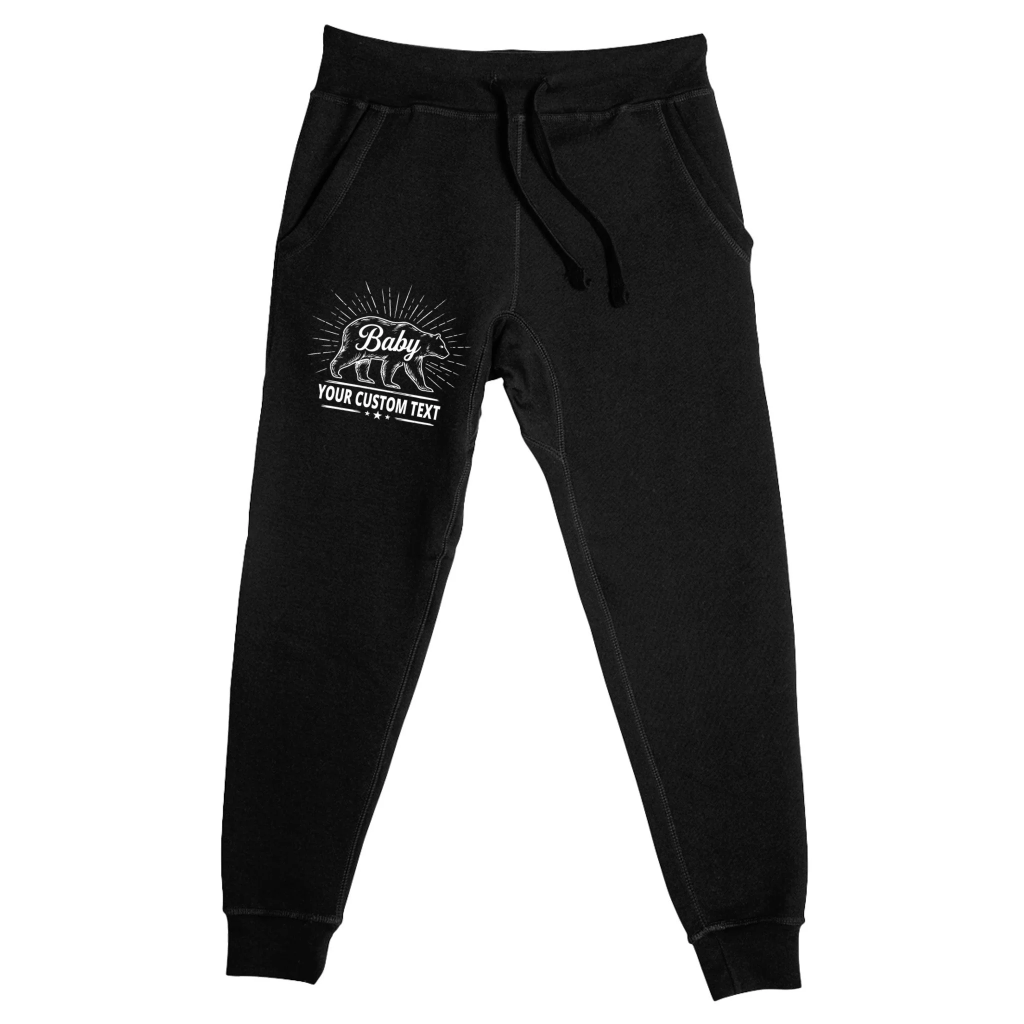 Cute Baby Bear Custom Text Men's Sweatpants - Front