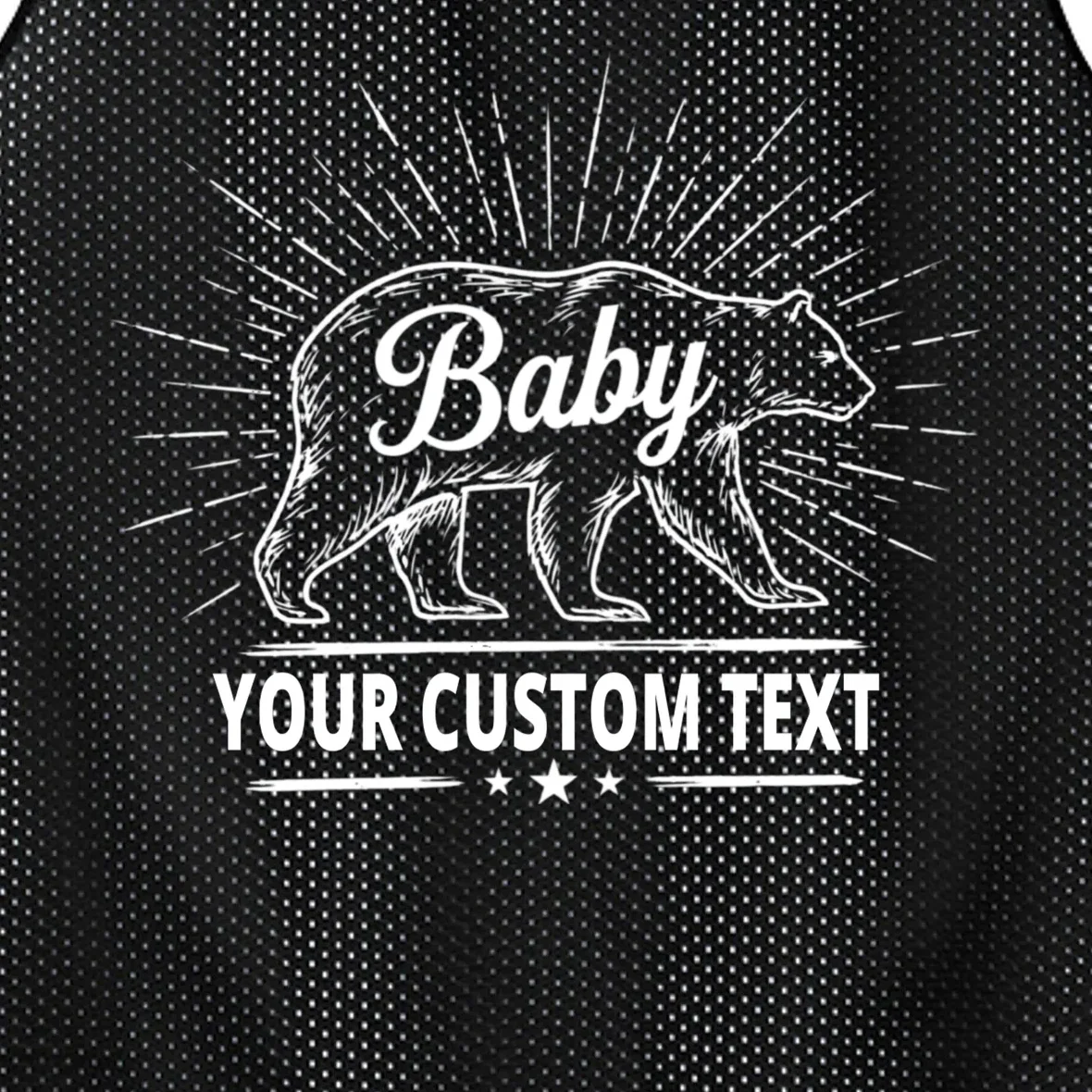 Cute Baby Bear Custom Text Men's Basketball Jersey - Front - Close-up
