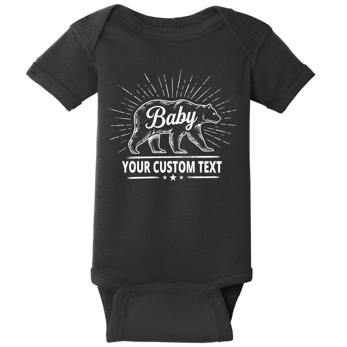 Cute Baby Bear Custom Text Baby Bodysuit - Front