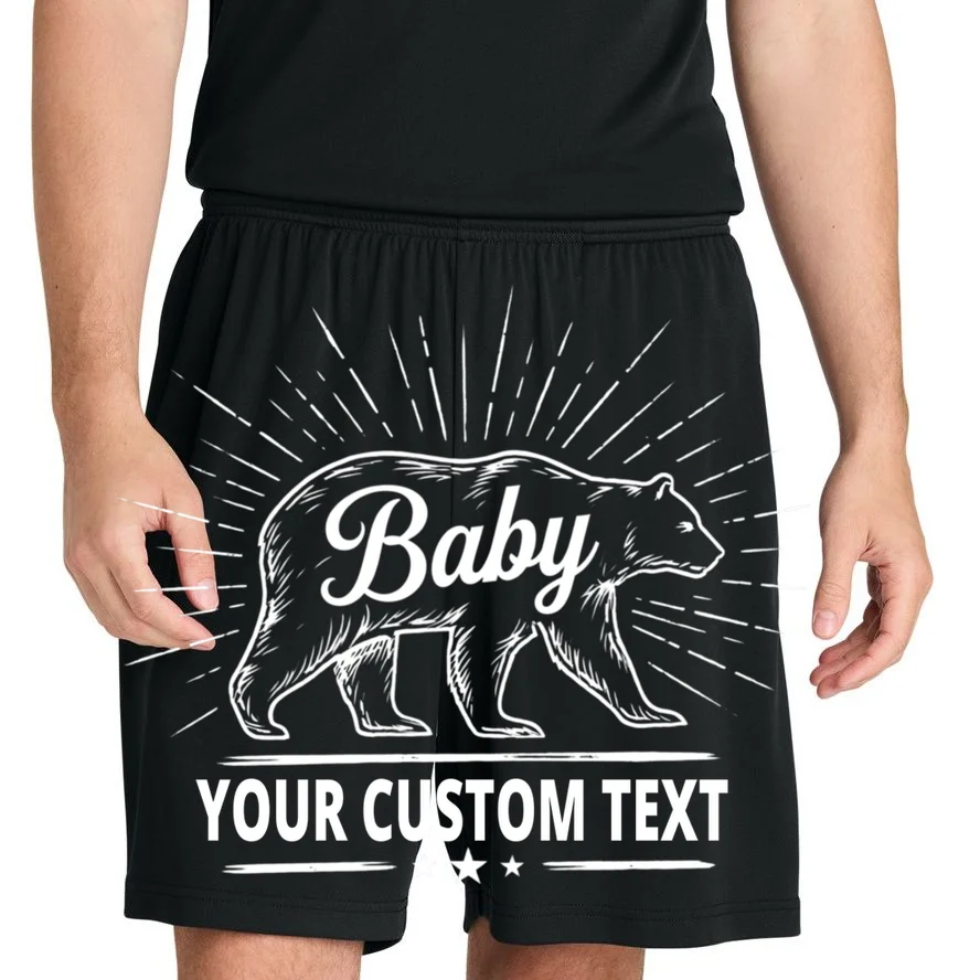 Cute Baby Bear Custom Text Men's Shorts - Front 1