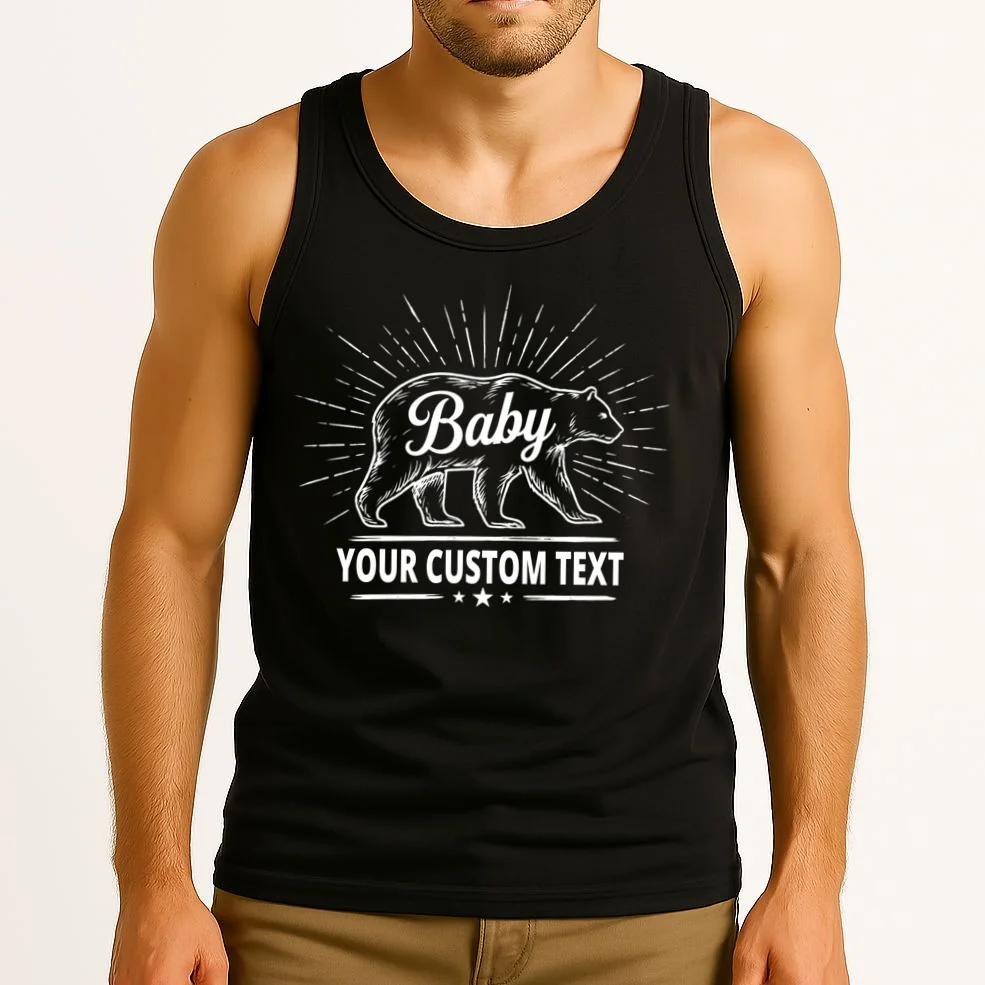 Cute Baby Bear Custom Text Tank Top - Front 2