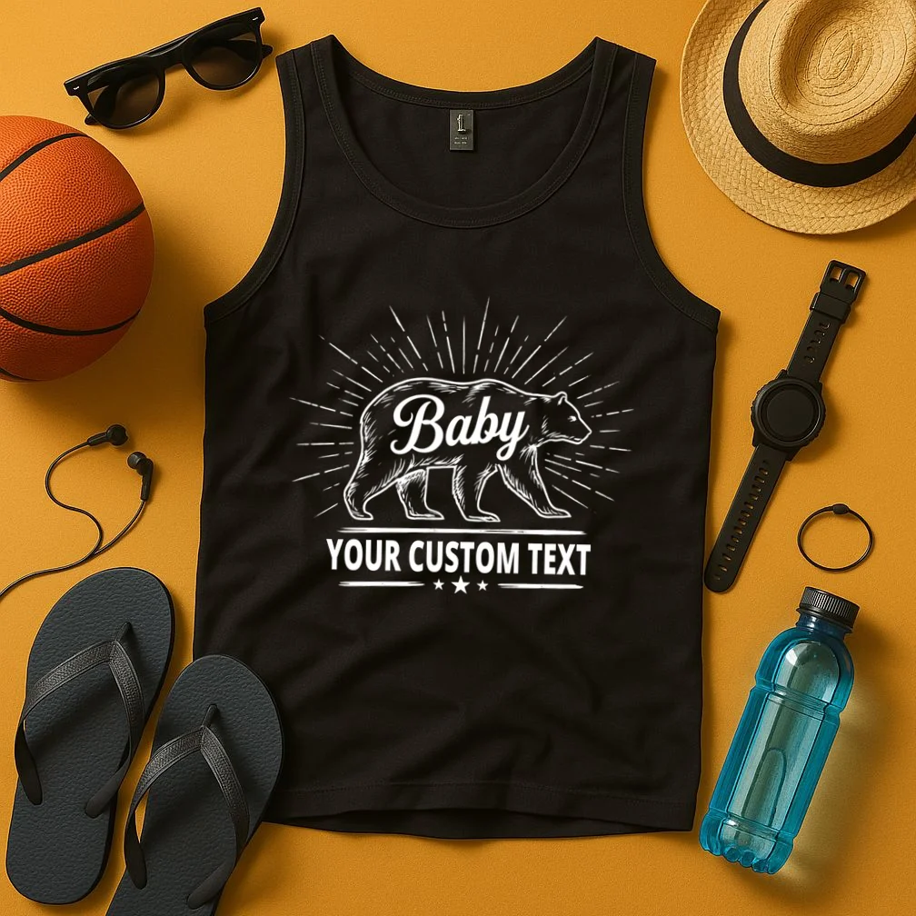 Cute Baby Bear Custom Text Tank Top - Front 3
