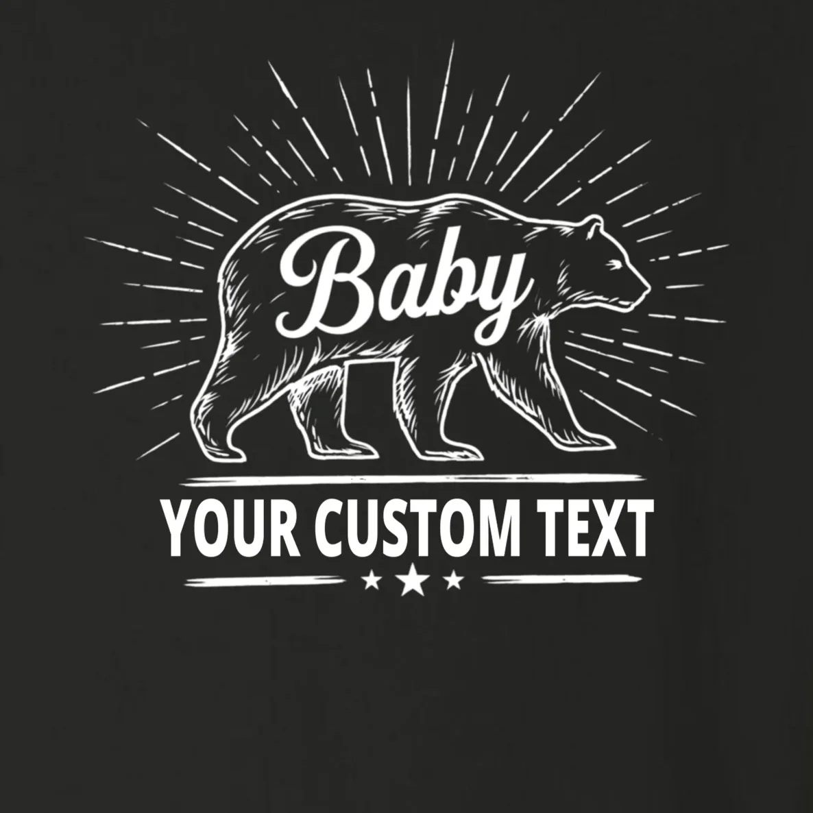 Cute Baby Bear Custom Text Toddler Long Sleeve Shirt - Front - Close-up