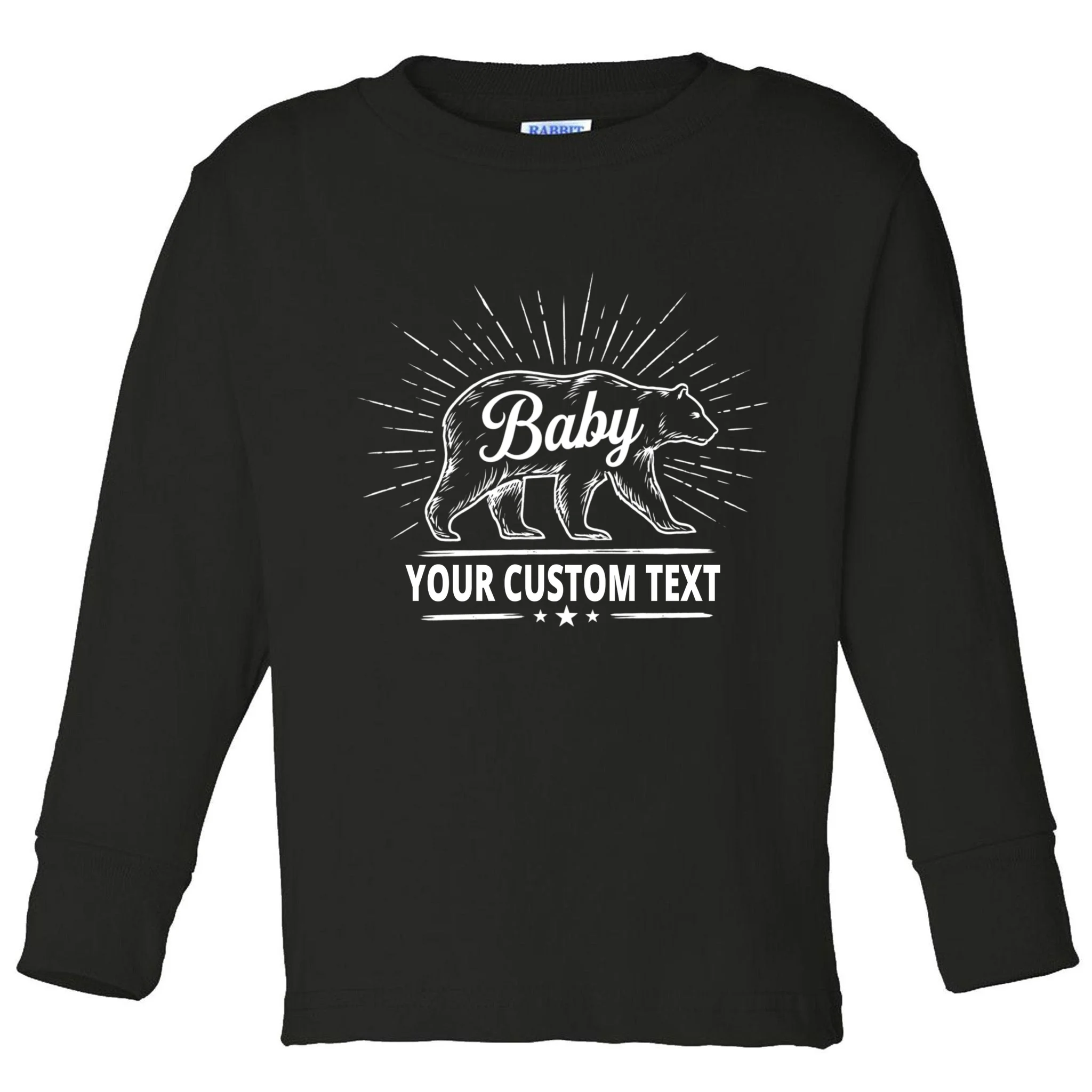 Cute Baby Bear Custom Text Toddler Long Sleeve Shirt - Front
