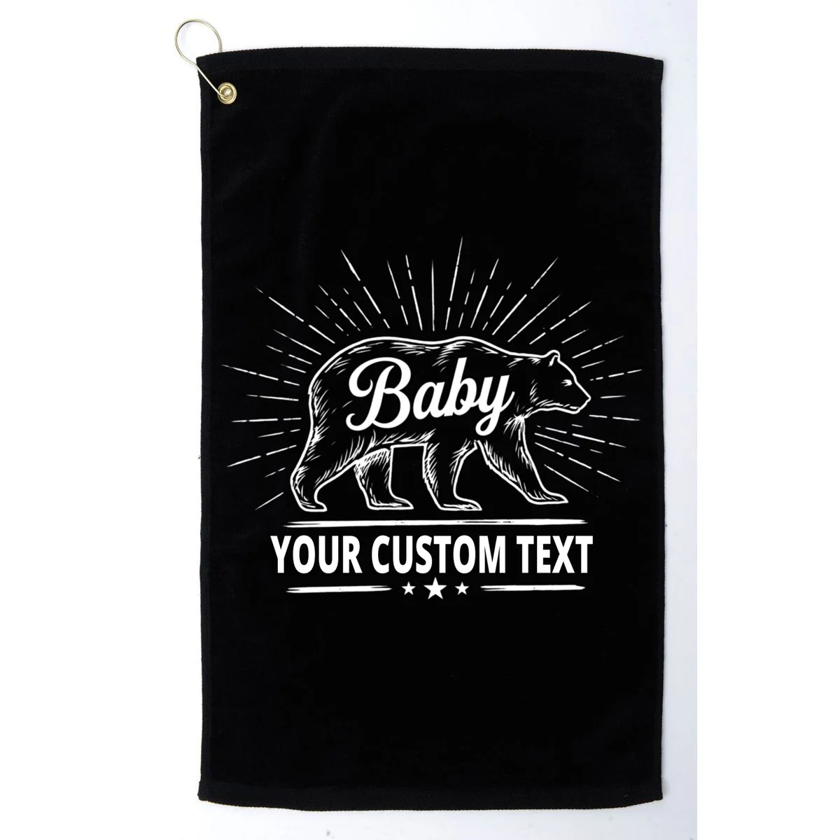 Cute Baby Bear Custom Text Golf Towel - Front