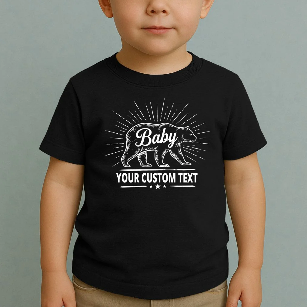 Cute Baby Bear Custom Text Toddler T-Shirt - Front 1