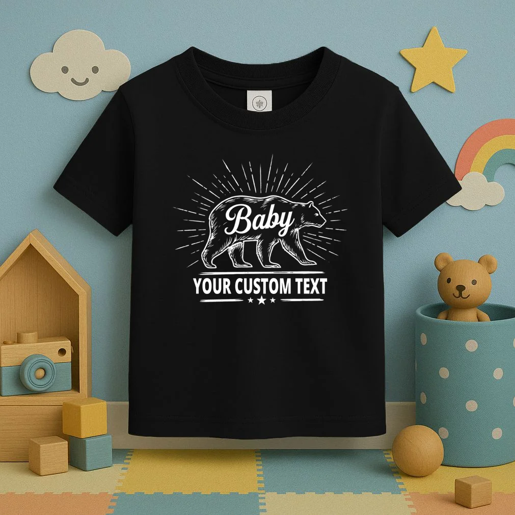 Cute Baby Bear Custom Text Toddler T-Shirt - Front 2