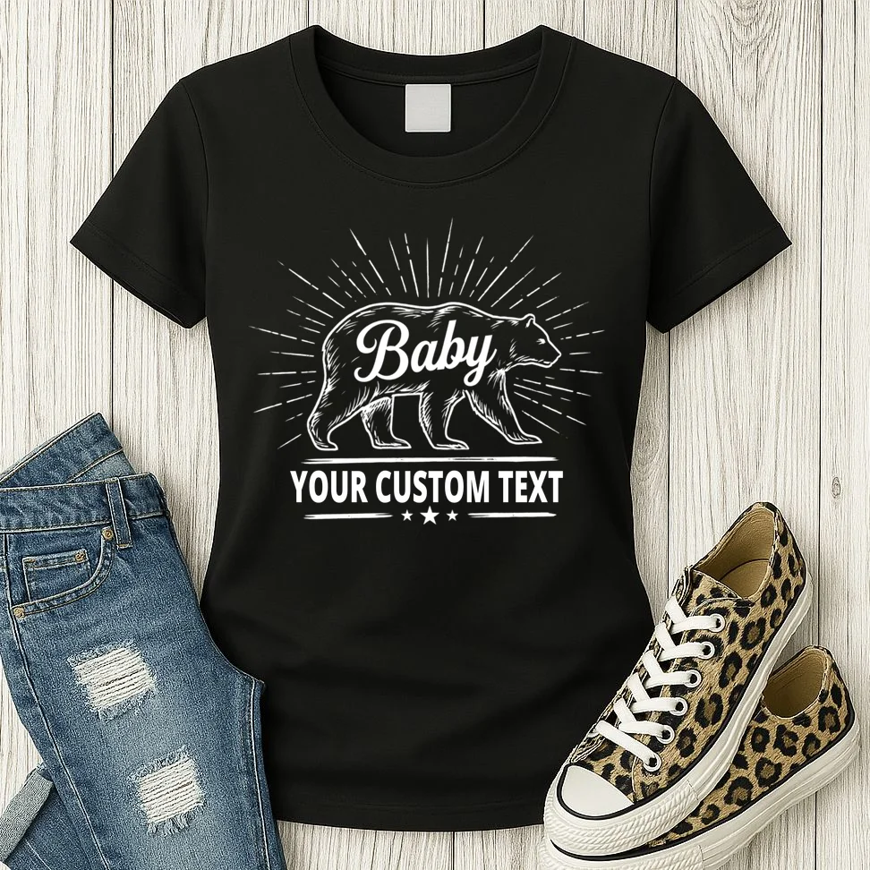 Cute Baby Bear Custom Text Women's T-Shirt - Front 2