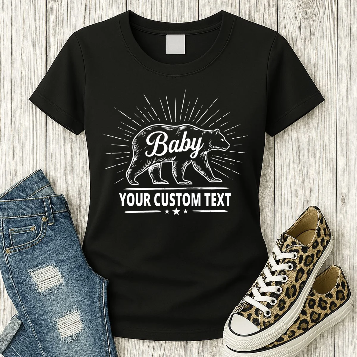 Cute Baby Bear Custom Text Women's T-Shirt - Front 2