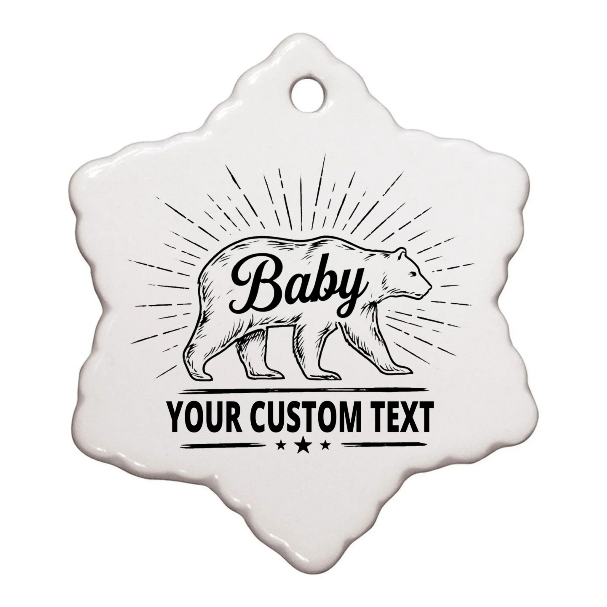 Cute Baby Bear Custom Text Ornament - Front