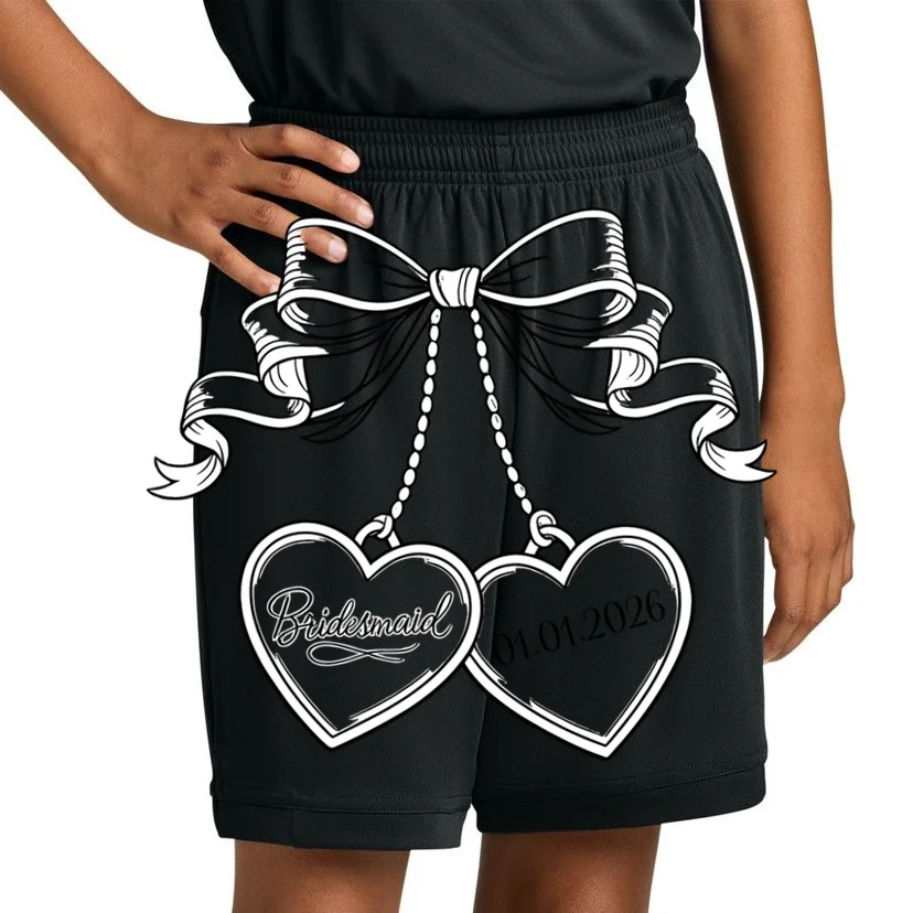 Bridesmaid Wedding Date Gift Locket Kids Shorts - Front 1