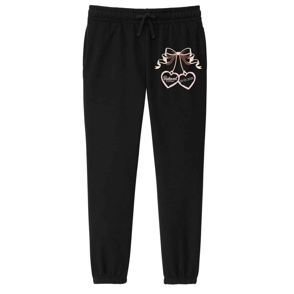 Bridesmaid Wedding Date Gift Locket Women's Fleece Sweatpants - Front