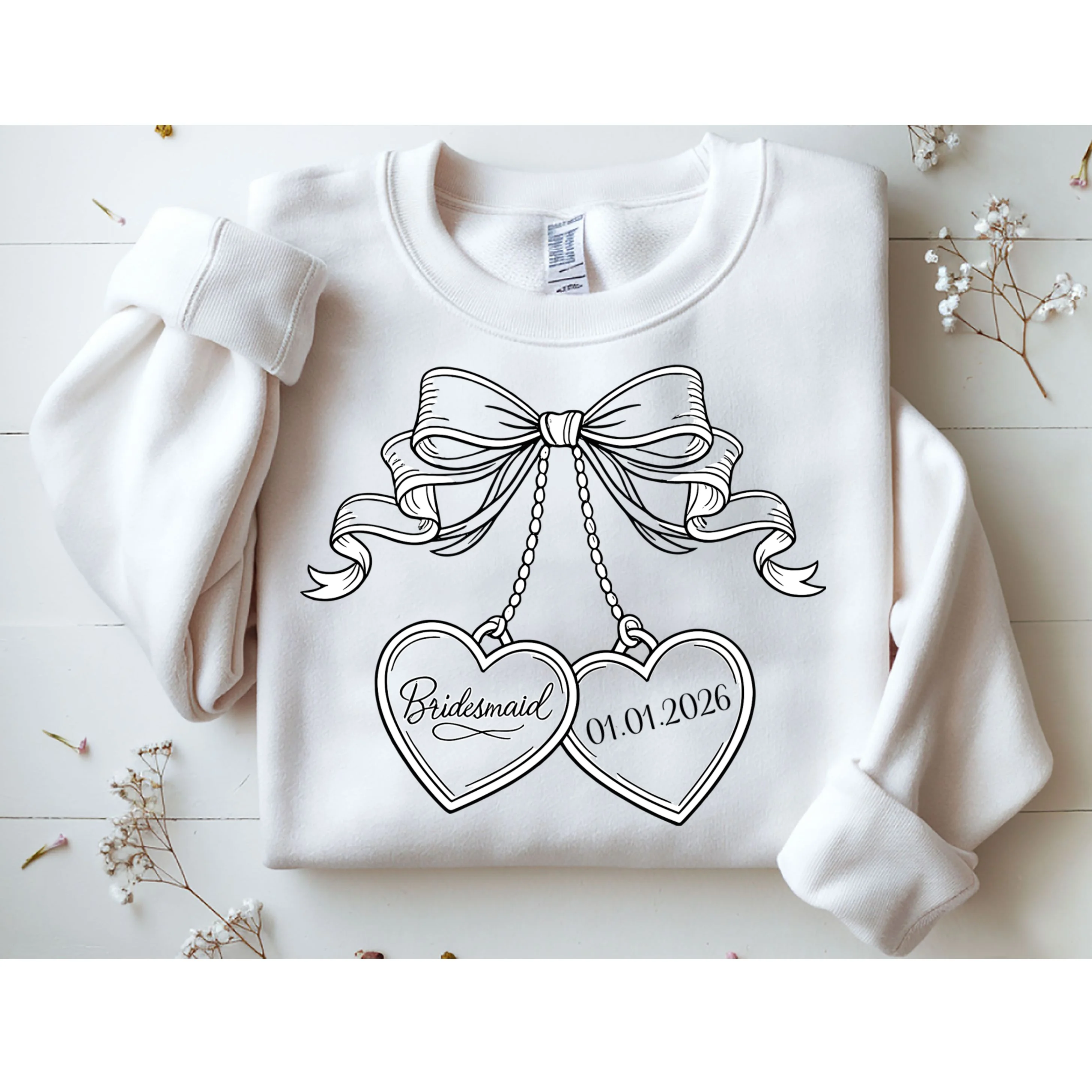 Bridesmaid Wedding Date Gift Locket Sweatshirt - Front 1