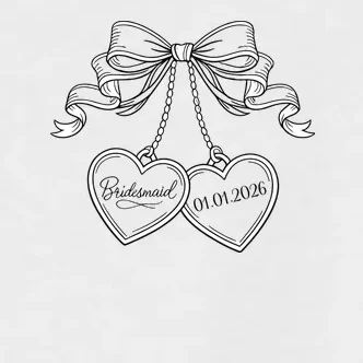 Bridesmaid Wedding Date Gift Locket Women's Flannel Pajama Set - Front - Close-up