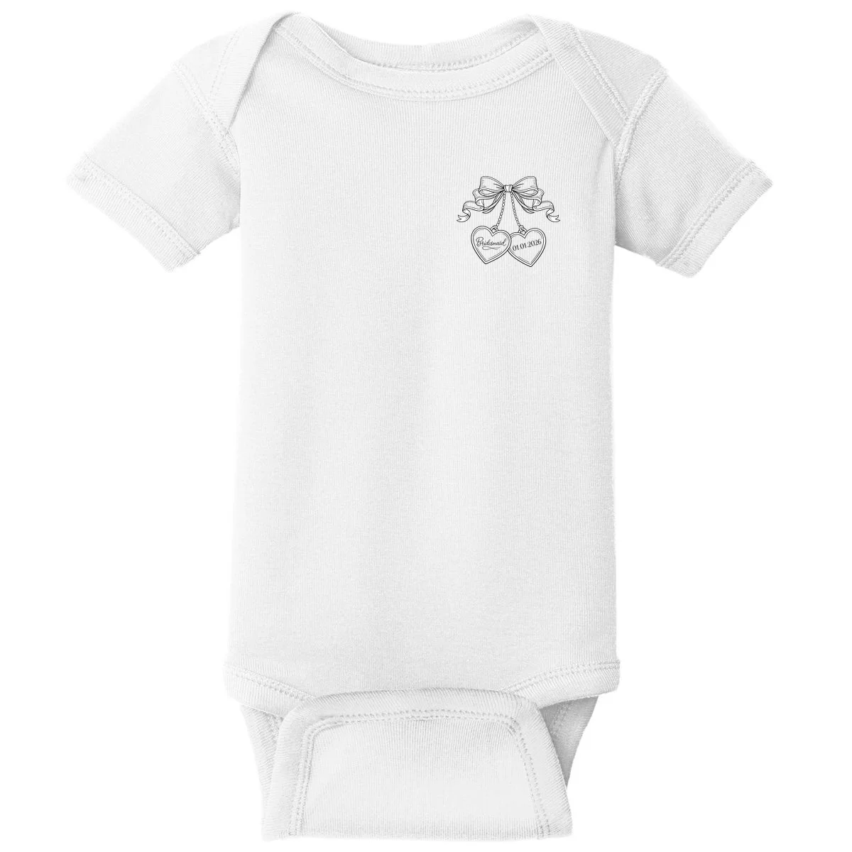 Bridesmaid Wedding Date Gift Locket Baby Bodysuit - Front