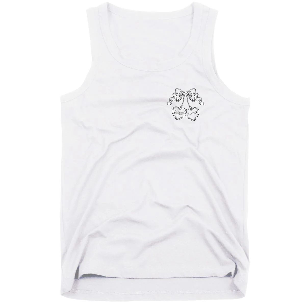 Bridesmaid Wedding Date Gift Locket Tank Top - Front