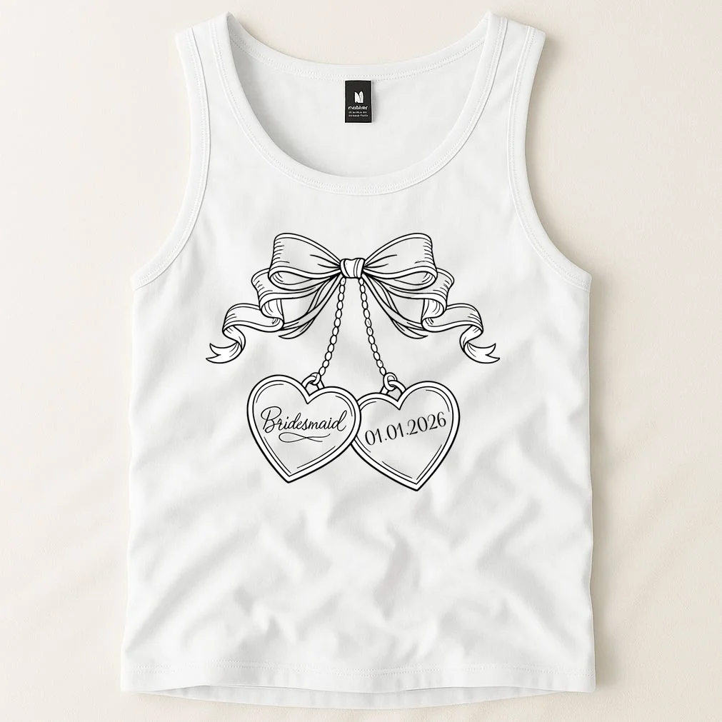 Bridesmaid Wedding Date Gift Locket Tank Top - Front 1