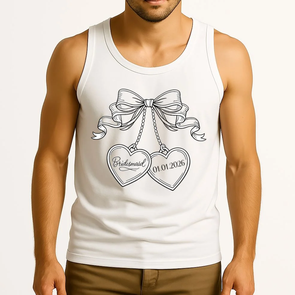 Bridesmaid Wedding Date Gift Locket Tank Top - Front 2