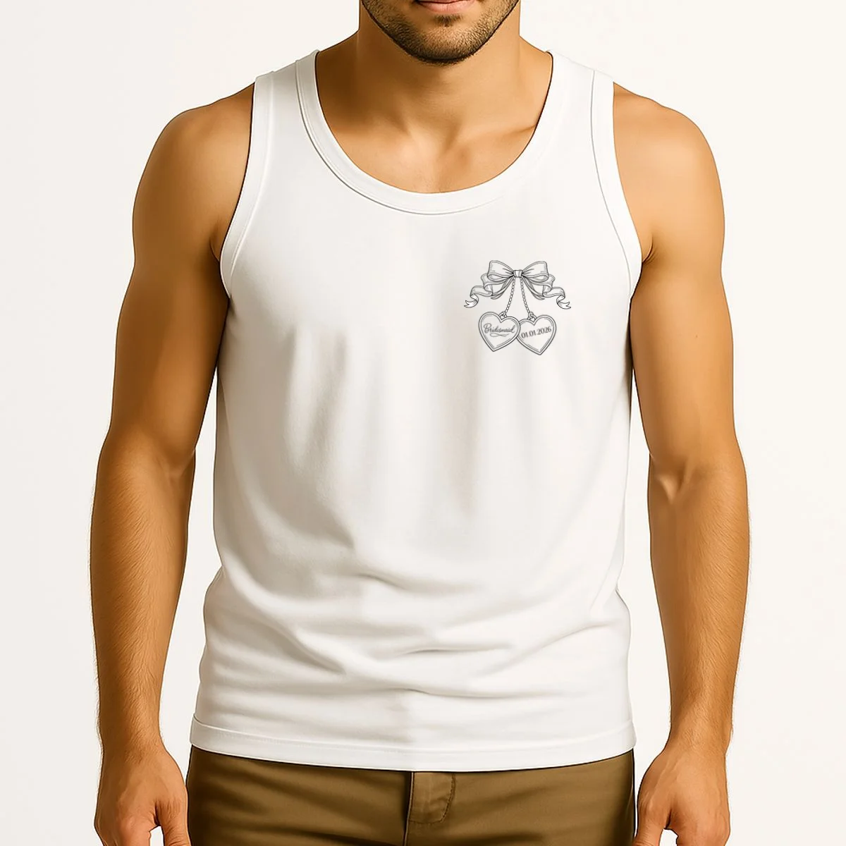 Bridesmaid Wedding Date Gift Locket Tank Top - Front 2