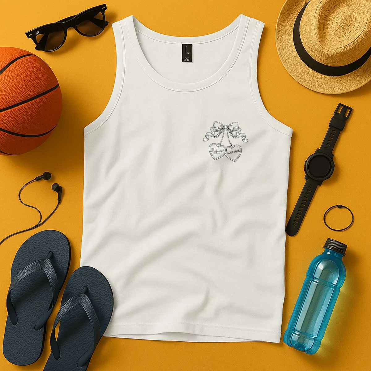 Bridesmaid Wedding Date Gift Locket Tank Top - Front 3