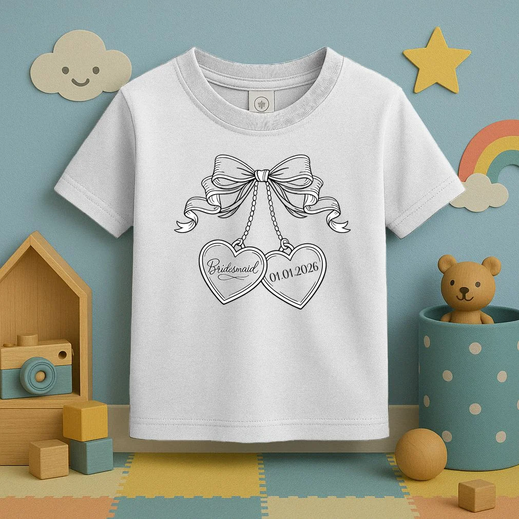 Bridesmaid Wedding Date Gift Locket Toddler T-Shirt - Front 2