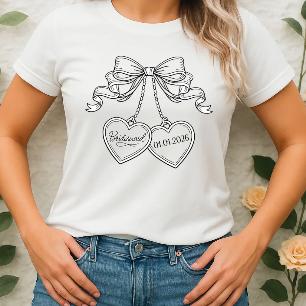 Bridesmaid Wedding Date Gift Locket Women's T-Shirt - Front 1
