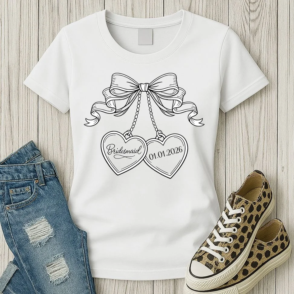 Bridesmaid Wedding Date Gift Locket Women's T-Shirt - Front 2