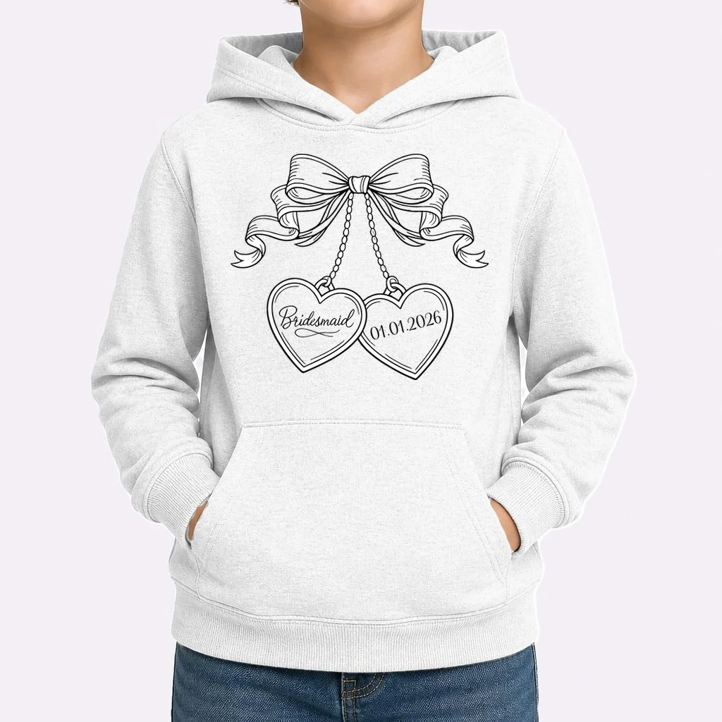 Bridesmaid Wedding Date Gift Locket Kids Hoodie - Front 1