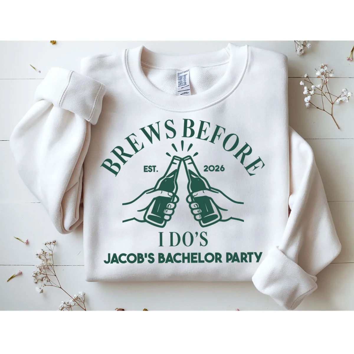 Brews Before I Do's Custom Bachelor Party Sweatshirt - Front 1