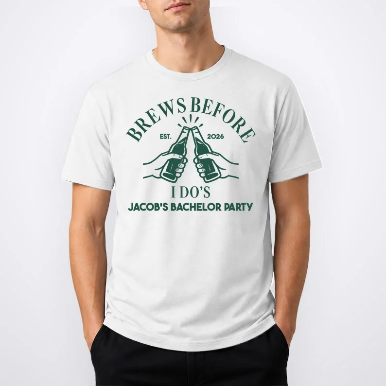 Brews Before I Do's Custom Bachelor Party T-Shirt - Front 1