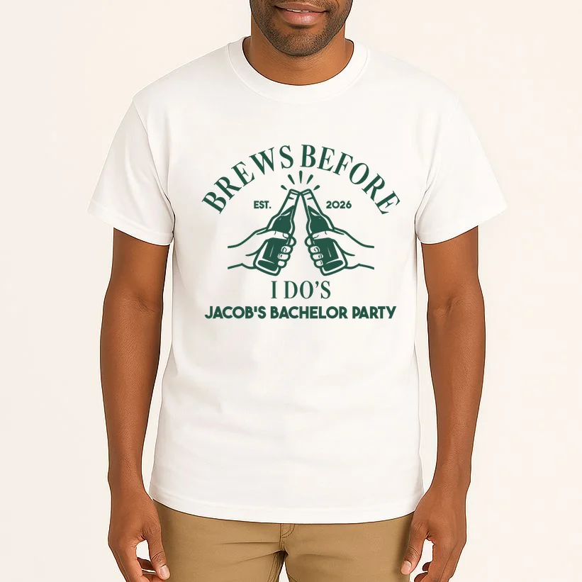 Brews Before I Do's Custom Bachelor Party Tall T-Shirt - Front 1