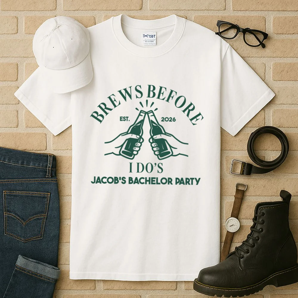 Brews Before I Do's Custom Bachelor Party Tall T-Shirt - Front 2