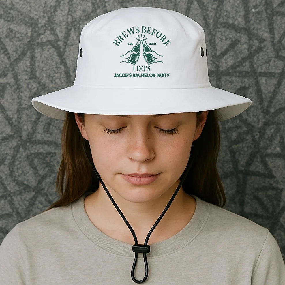 Brews Before I Do's Custom Bachelor Party Boonie Bucket Hat - Front 2