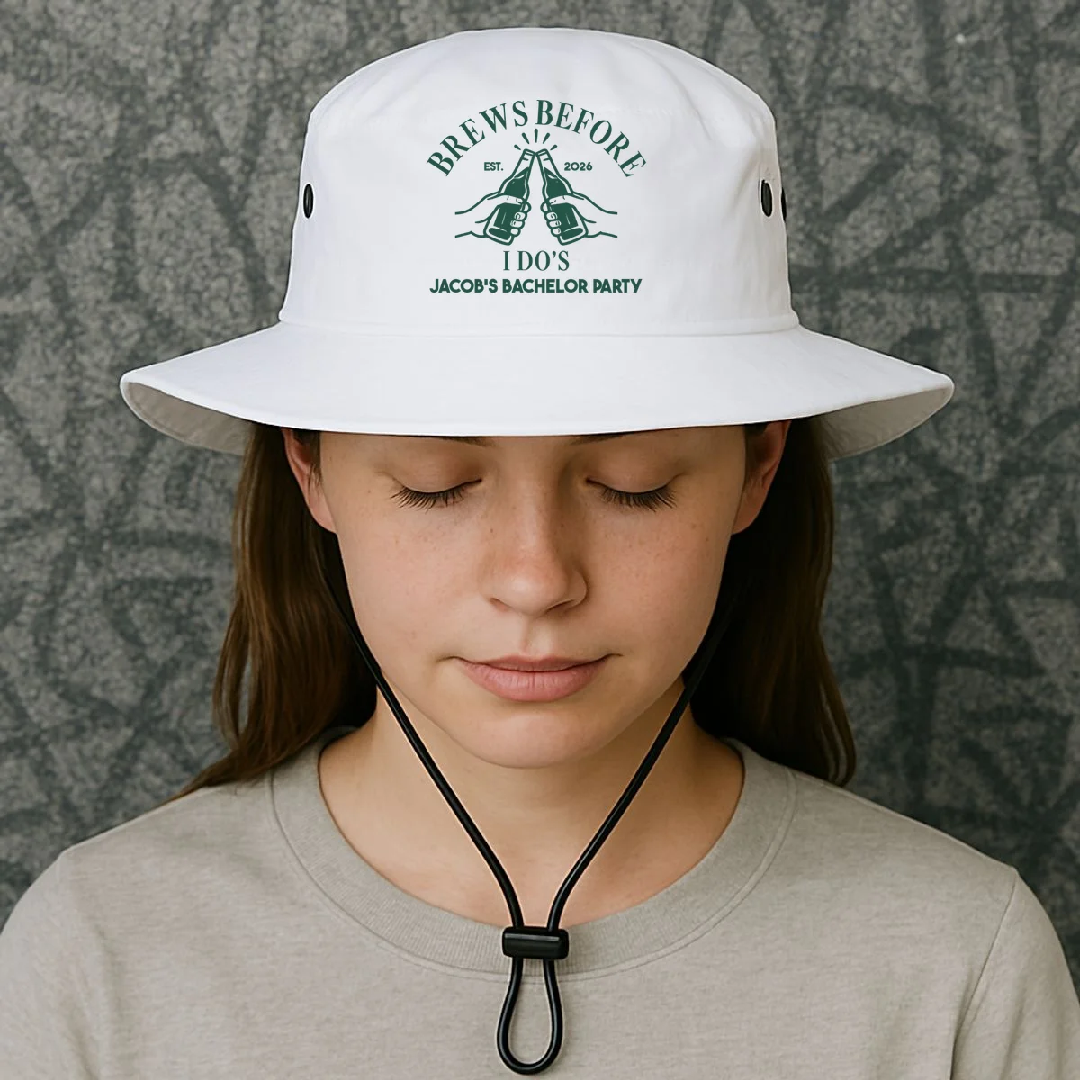 Brews Before I Do's Custom Bachelor Party Boonie Bucket Hat - Front 2