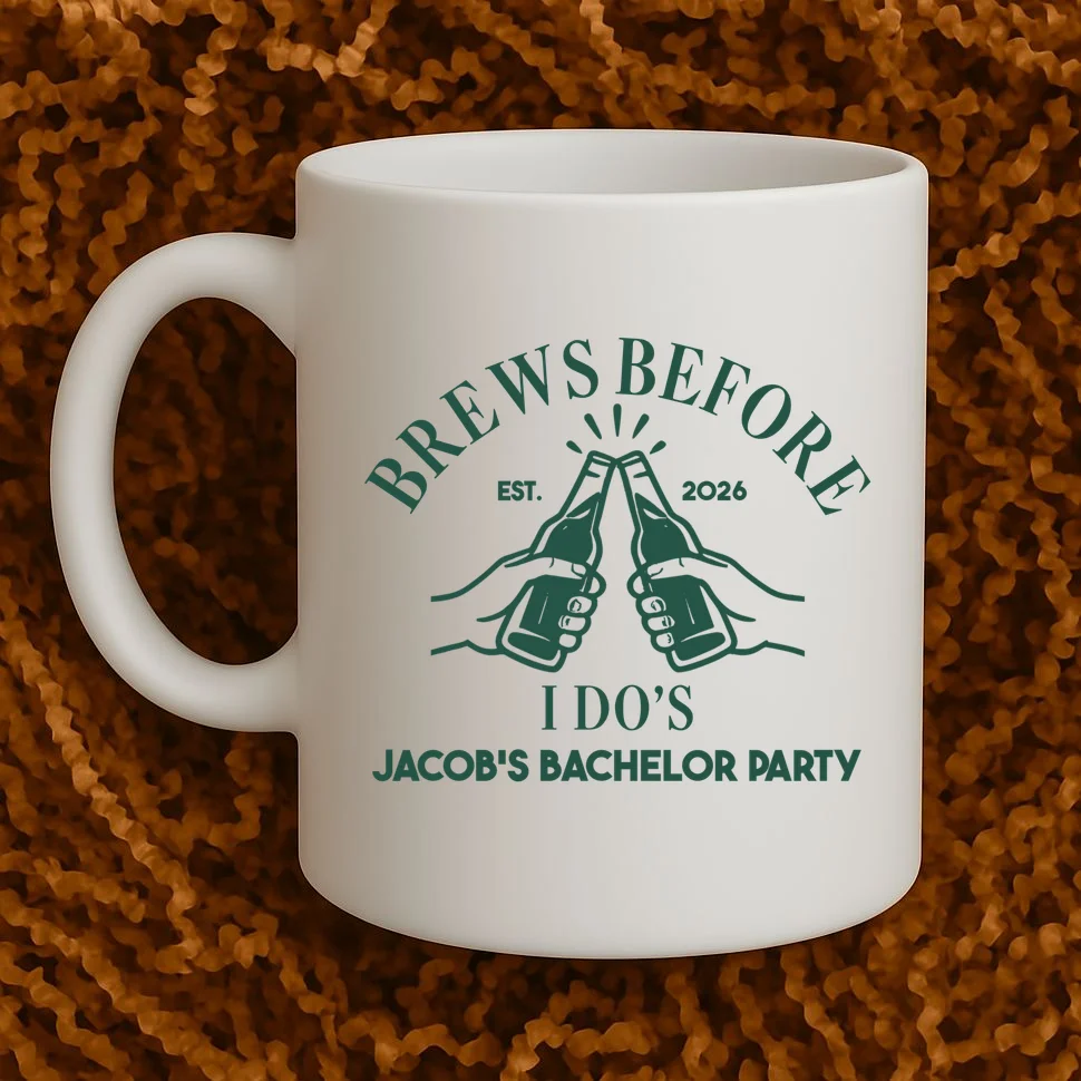 Brews Before I Do's Custom Bachelor Party Coffee Mug - Front 1