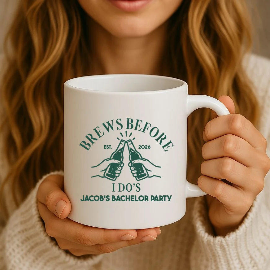 Brews Before I Do's Custom Bachelor Party Coffee Mug - Front 2